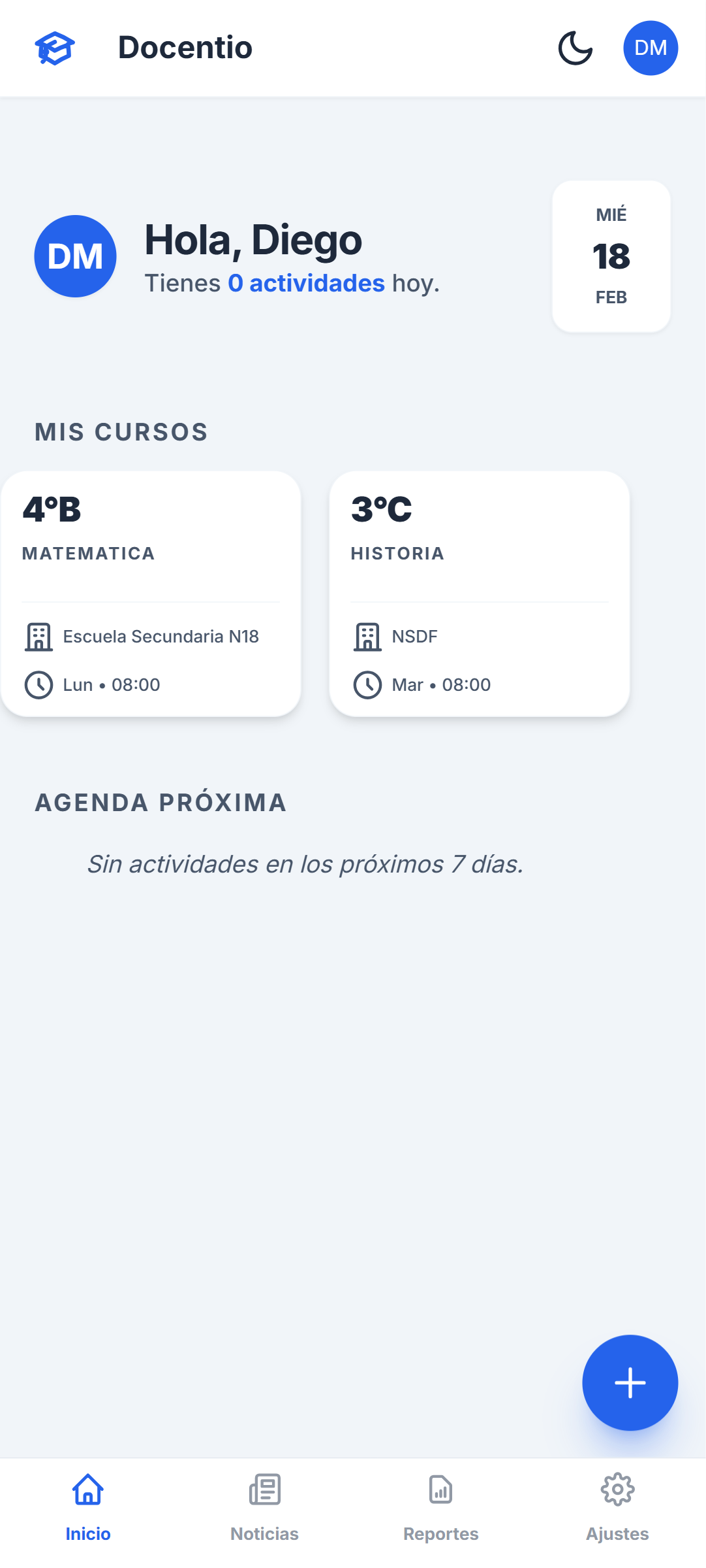 Dashboard Docentio
